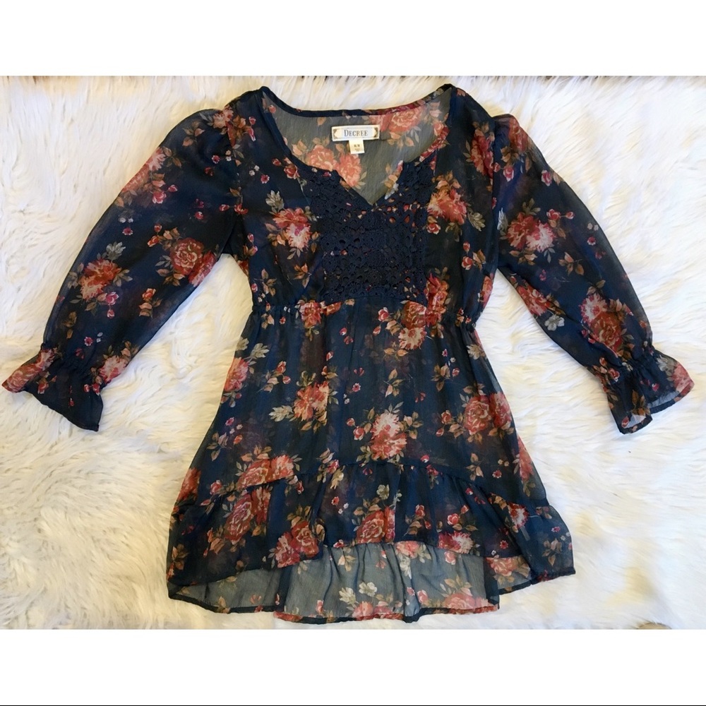 Navy and rose tunic blouse medium